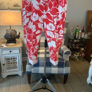 Chico's Red and White Floral Ankle Jeans